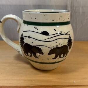 Pennsylvania Bear Mug Rustic Cabin Wildlife Coffee Cup Speckled Ceramic